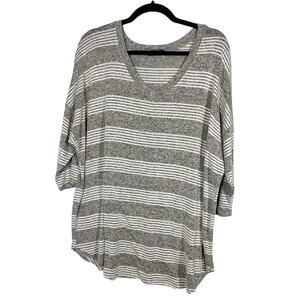 Market & Spruce, Size 1X, Gray Stripe Dolman Top, Soft, Scoop Hem, Plus Size